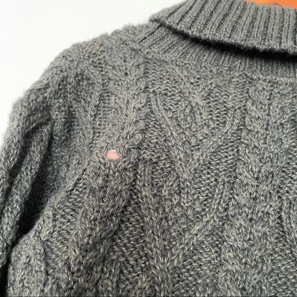 Inis Crafts Merino Wool Green Cable Knit Shawl Collar Pullover Sweater Men’s M - Picture 5 of 8